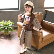British next Kisss girl suit 2020 Autumn New Korean version of foreign style of big-leg pants two-piece set