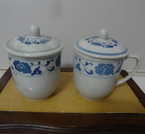 Jingdezhen old Cup old factory goods before the Cultural Revolution blue and white porcelain old water bowl nostalgic antique props ornaments real photos