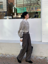 Korean Chic LINENNE unisex buckle wool slacks (3color)