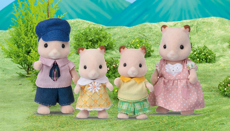 日本森贝儿森林家族仓鼠一家4只粉嬾的小老鼠51218过家家植绒公仔