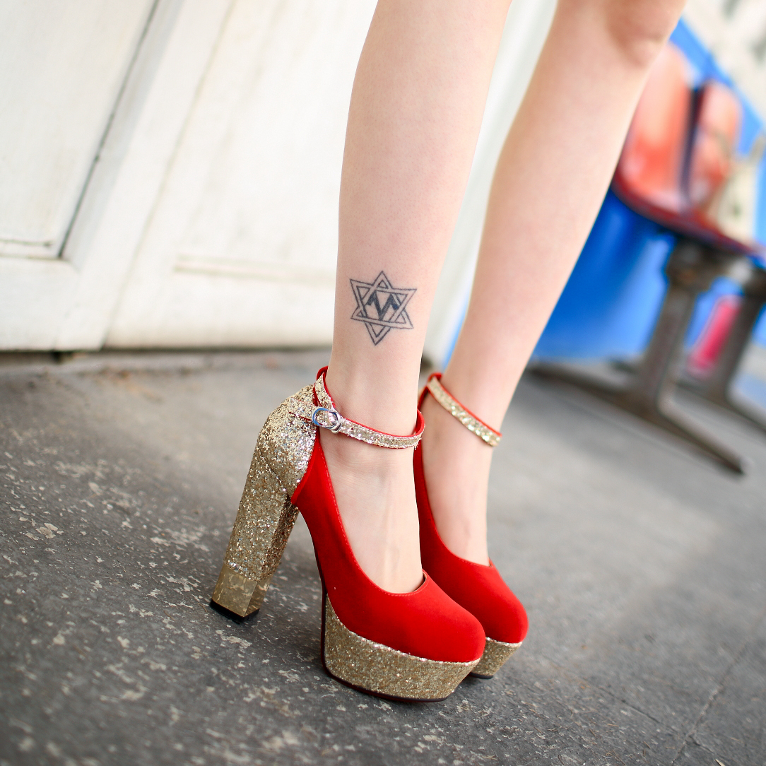 red bridesmaid shoes