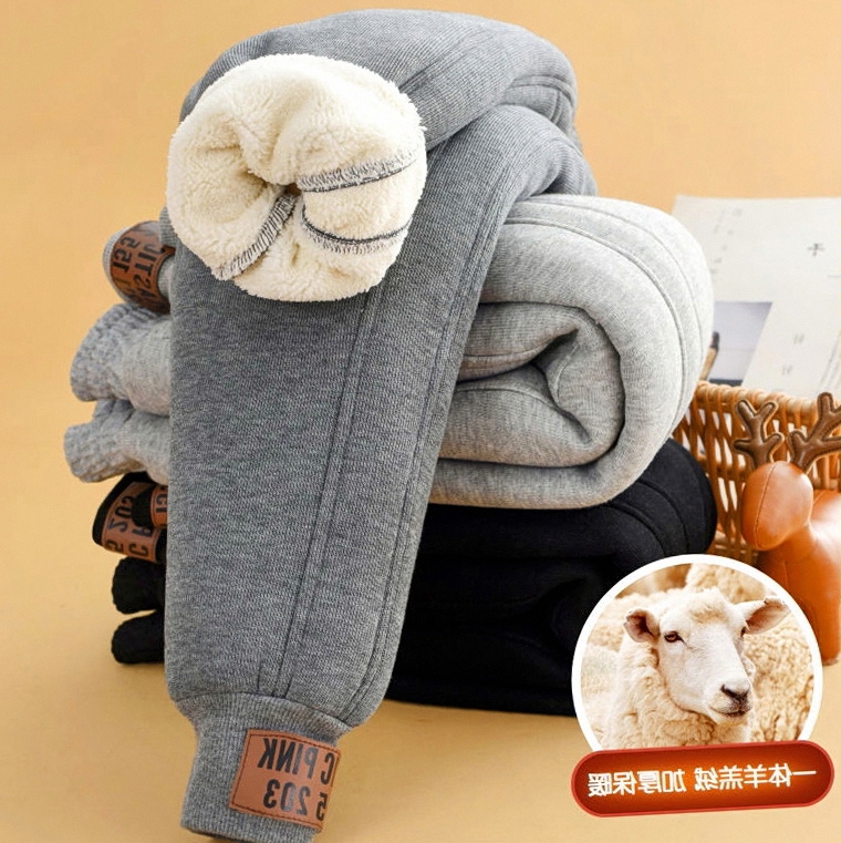 Autumn and winter outside wearing foreign air thick pants cotton pants special thick lamb boy clothes girl fashion plus suede gush warm pants-Taobao