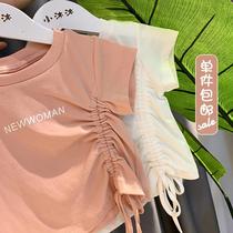 2021 summer new female baby short-sleeved ins simple wind letters foreign style T-shirt summer Korean version of the girls top clothes