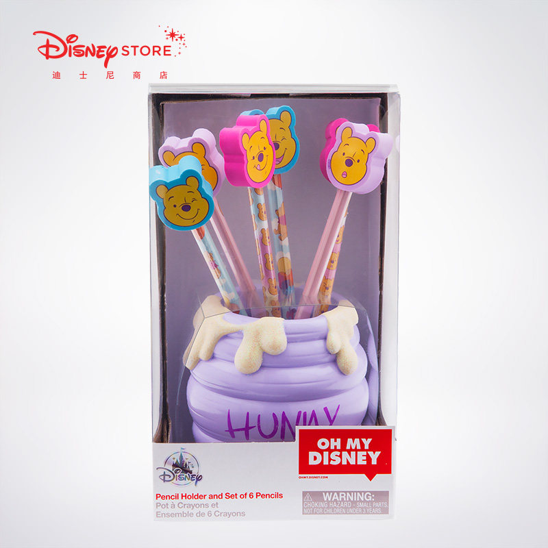 disney store winnie the pooh honey can pen holder cartoon rubber pencil six piece stationery set