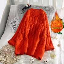 Large code sweaters women in large size relaxed outside wearing lazy wind 2020 new autumn and winter thickened retro jumpsuits with undershirt