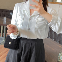 Cat Home Big code Female Dress Commuter Wind Shirt Woman Fat Mm Korean version base Shirt With Lean and Neck Shirt Woman