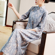 Autumn new womens 2021 modified cheongsam dress Chinese style skirt ethnic buckle Chinese tea dress women