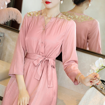 Literary retro fairy air improved cheongsam small fragrant dress national style women Chinese Zen tea clothing women Autumn