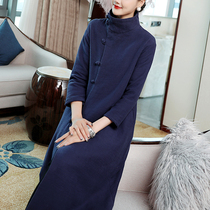 Literary retro Hanfu winter clothing Tang suit National Zen Chinese style womens buckle tea clothing female cheongsam coat outside