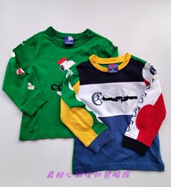 Original single boy cotton T-shirt broken code 90100 round neck pullover spring and autumn casual long-sleeved long-sleeved inner wear long-sleeved top