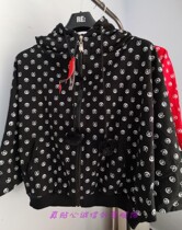 Pure cotton womens bat shirt jacket three-quarter sleeves zipper loose hooded top spring and autumn casual cartoon full print