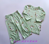 Korean single girls bamboo cotton home clothes set summer cotton thin cotton cool five-quarter sleeve pants pajamas one piece