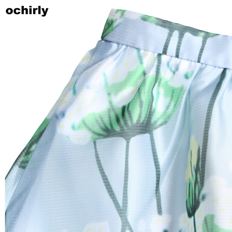 【新降7折】Ochirly欧时力雪纺印花压褶高腰中裙1152072890