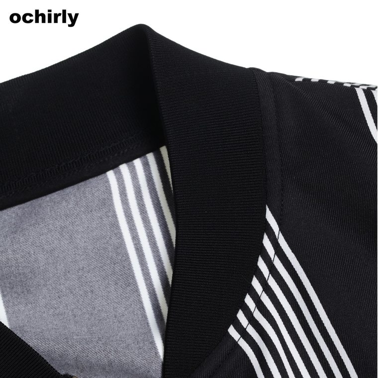Ochirly欧时力2015新女秋装条纹宽松七分袖薄棒球外套1153040650