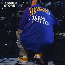 Crissrex Store Battles base style American Street print loose casual casual round neck long sleeve T-shirt