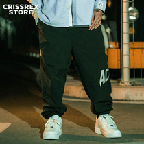Crissrex Store ACTIONS print Oxford country tide hip hop street loose bunches foot sports trousers