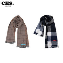 UNVESNO autumn and winter Limited khaki English Plaid tassel imitation cashmere warm scarf Limited Ed