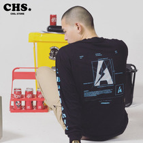 ACTIONS new brand A standard graphic print theme loose leisure sports tie mouth long sleeve cotton T-shirt