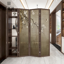 New Chinese screen partition living room folding mobile shelf restaurant entrance cabinet into the home to cover home solid wood
