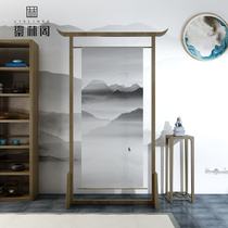 New Chinese screen partition living room simple modern solid wood entry barrier Small House hotel tea room Zen