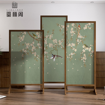 New Chinese screen partition living room hotel office barrier bedroom shelter modern simple solid wood seat screen