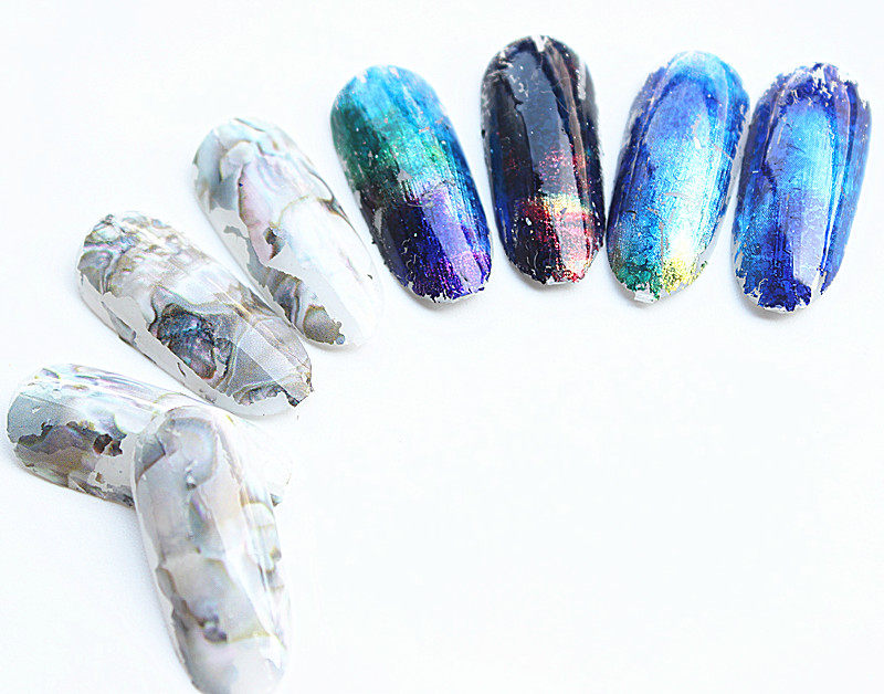 美甲星空甲贴纸七彩镭射星空纸大理石贝壳纹圣诞雪花指甲diy饰品