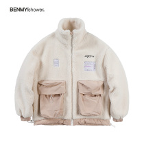BENMYSHOWER national tide cotton coat lamb wool coat couple tide brand loose winter thickened cotton clothes mens short