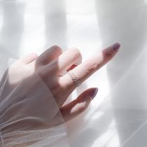 s925 sterling silver ring female fashion personality ins tide Japanese and Korean hollow simple opening adjustable lace food ring