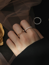 18K rose gold pearl ring female ins tide sterling silver ring niche light luxury design fashion sexual cold wind