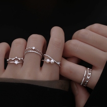 925 sterling silver geometric ring female niche design simple ins tide light luxury cold style fashion personality opening ring