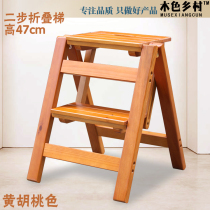 Special price free installation solid wood two-story folding ladder table stepped balcony ladder domestic dual-use ladder stool portable wooden ladder