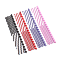 Pet row comb powder black purple paint steel comb comb needle comb dog cat cleaning beauty tools open comb