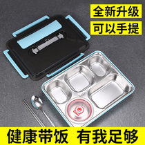 304 stainless steel insulated student lunch box with cutlery Large capacity portable partition office worker lunch box Lunch box