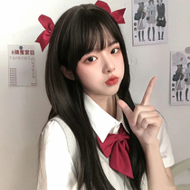 Wig female hair natural full head set long straight hair Qi banghai long hair jk age reduction hairstyle black long straight hair cover