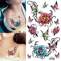 Peony Flowers Tattoo Sticker Waterproof female persistent sensation Scar Sticker Photo Creative Decoration Sticker small picture butterfly tattooed