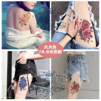Big Picture Rose Flower Tattoo Sticker Waterproof Female Persistent Sexy Lotus Feather Caesarean Scar Sticker