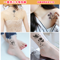 Net Red Tattoo Sticker Wind Waterproof Dark Black Ensemble Womens Elegant Wind Persistent Scarring Collarbone Sexy Ankle Small Plot