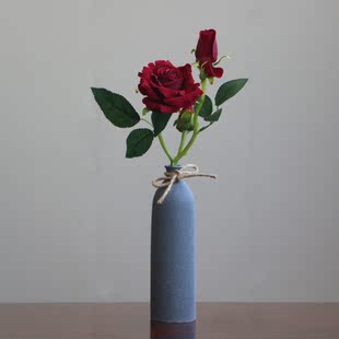 花瓶小清磨砂干代欧式客瓶现摆件创意小口径简约花花厅田园陶瓷新