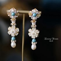 Strange earrings female winter style retro temperament fashion personality shell flower earrings fresh water pearl earrings