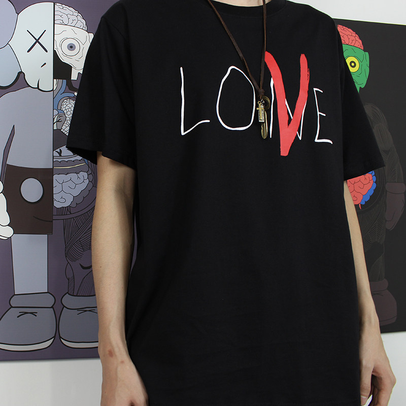 2018 vlone life 欧美潮牌陈冠希侃爷同款短袖love字母情侣t恤_7折