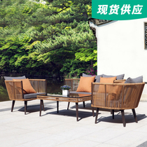 Chinese outdoor sofa courtyvilla Funfurnished balcony vine chair outdoor vine terrace tea combination
