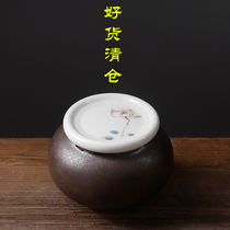 Ning Xie Pavilion coarse pottery mini tea jar small hand-painted ceramic travel portable wake-up tea cans fragrant powder sealed cans