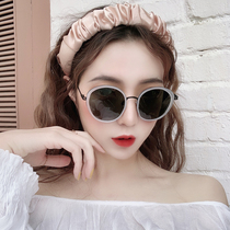 ins super hot round face frame sunglasses personality Korean version of tide girl polarized retro Net red green girl sun glasses