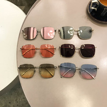 2020 Net red Fashion Square plum color sunglasses metal frame Joker round face with myopia sunglasses ins tide