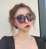 ins small frame fashion sunglasses Korean version of European and American sun glasses blue square frame men and women couples Joker simple glasses