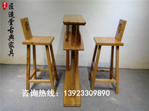 All solid wood bar home Bar Bar Bar table personality fashion bar with wine rack bar table and chair combination