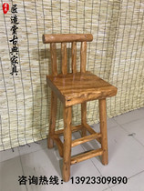 Solid wood Bench Chair Home Brief Customizable Bar Chair Chinese Bar Chair High Footstool Bar Bench Close To Back Chair Log