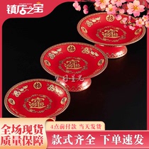 Ceramic large red home High foot fruit tray Fruit Dish Lotus Fruit Pan Lotus Fruit Pan for a fortune and for a good fortune