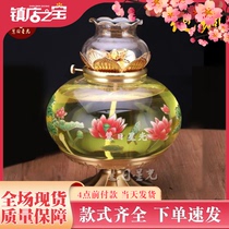 Pure copper ghee lamp windproof lamp Home wax candle holder liquid ghee lamp holder windproof lamp ghee lamp