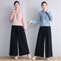Autumn and winter Zen Tang suit jacket tea man clothing fashion Chinese style suit female tea style tea artist clothing